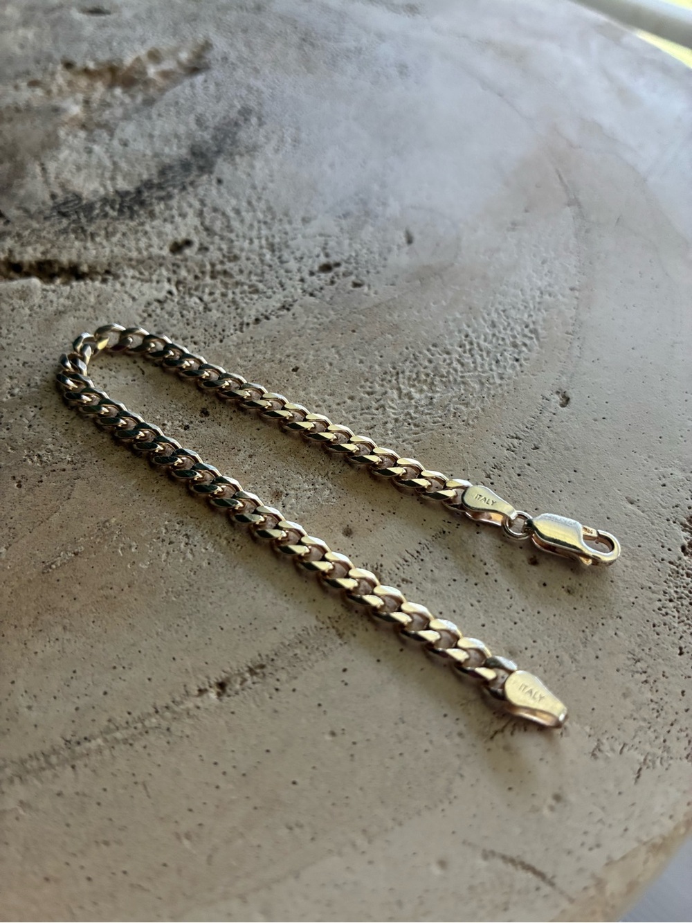 Sterling Italian Curb Chain Bracelet - new- 6.5” inches